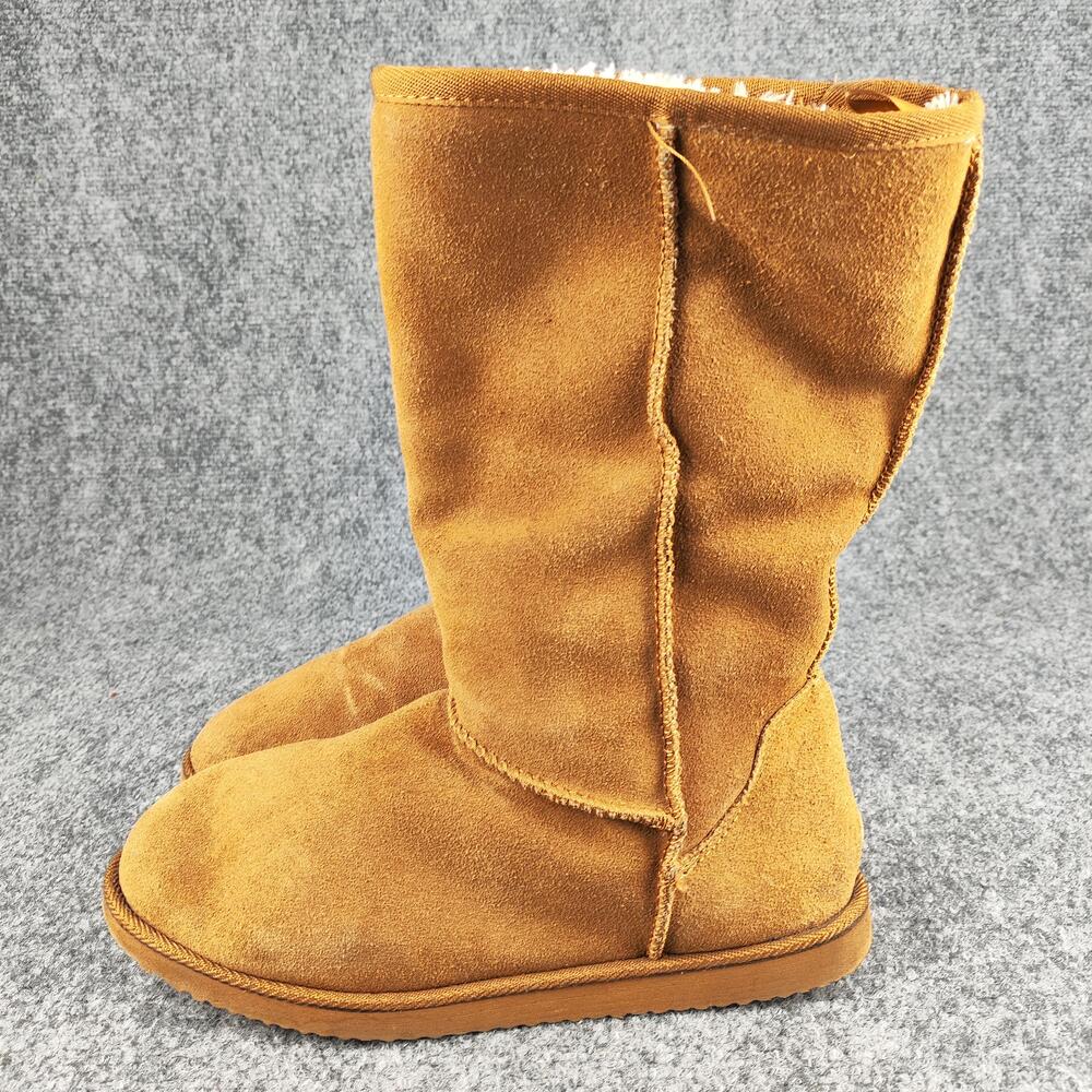 Old Navy Boots Womens Size 8 Brown Suede Shearling Lined Mid Calf Winter Warm